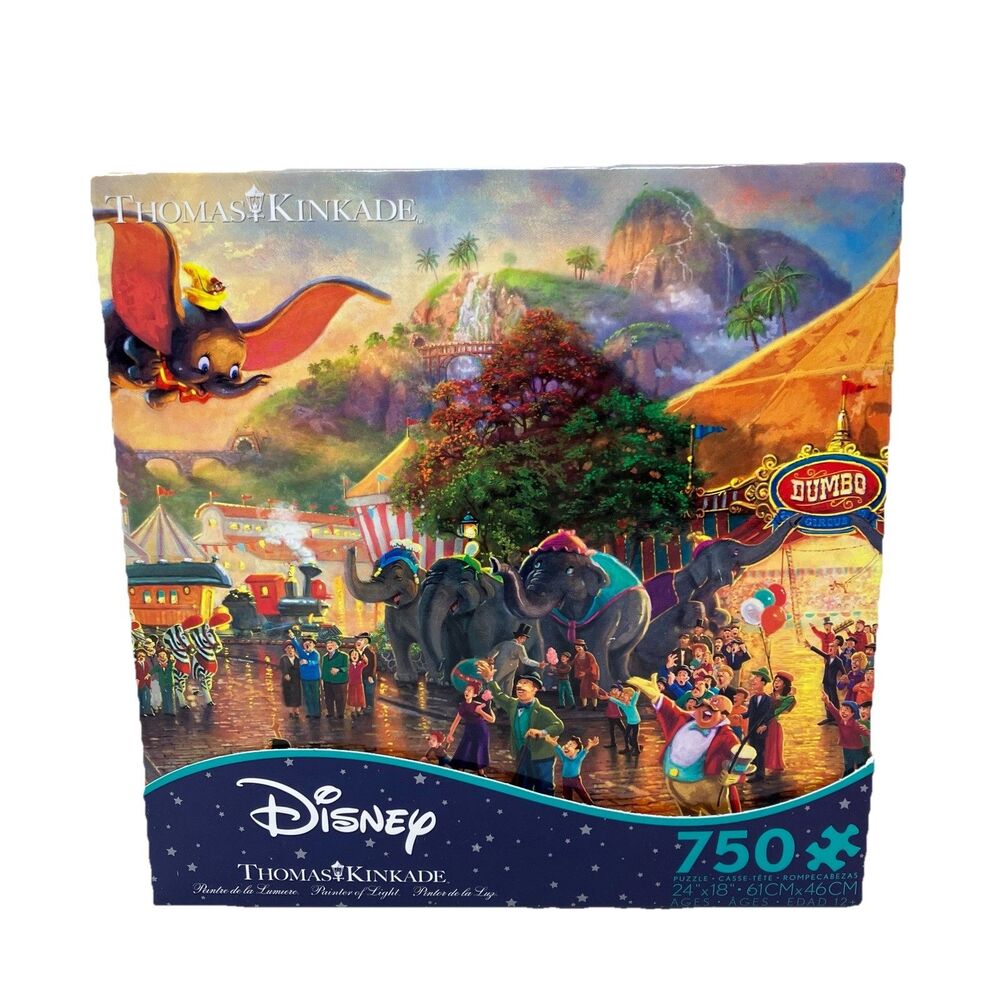 Disney Thomas Kinkade Dumbo Circus Parade 750 Pc Disney Fantasy‎ Animal Puzzle